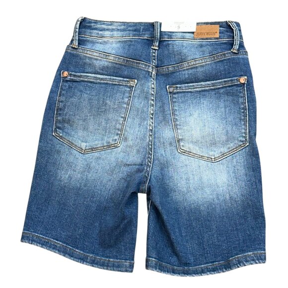 Judy Blue JB150269 Hey There Double Button Tummy Control Denim Jean Shorts Small - Picture 4 of 12